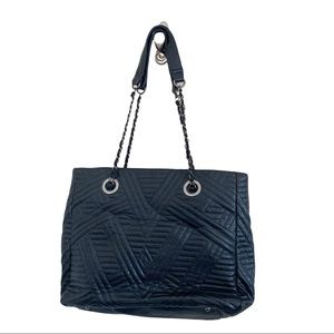 Chico's Black Faux Leather Tote purse bag Textured exterior